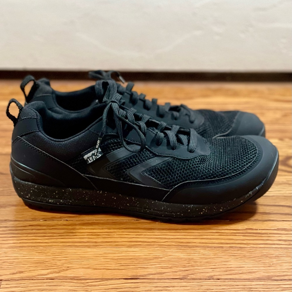 Lems Primal Pursuit trail running shoes in black. Size 12.5